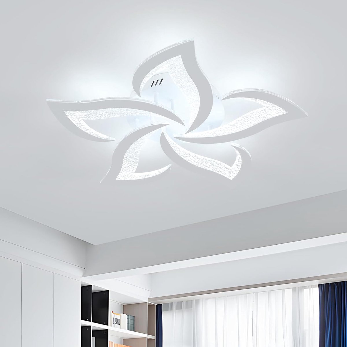 Haobosic - LED-plafondlamp, moderne plafondlamp van 60 W, creatief ontwerp met bloemblaadjes van acryl LED-plafondlamp voor slaapkamer, woonkamer, eetkamer en keuken, koelwit licht 6500K, 60 cm