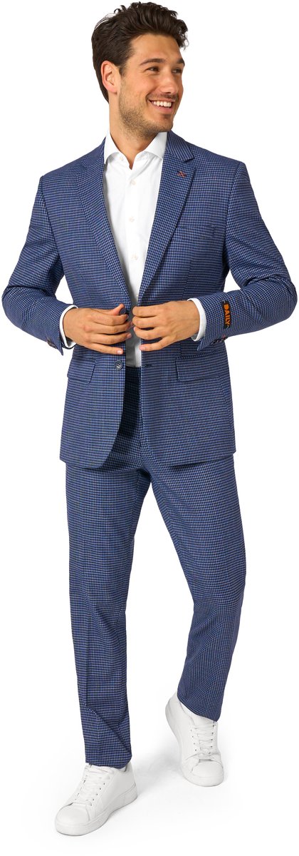OppoSuits Daily Checkered Navy Heren Pak - Mannen Kostuum - Blauw - Maat 58