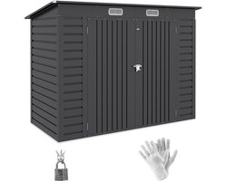 Outsunny tuinhuis - van staal - 249 L × 121 B × 166/183 H cm - grijs