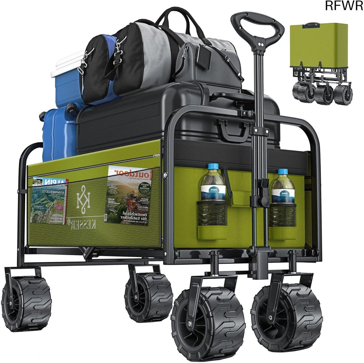 RFWR® Opvouwbare Bolderkar met Brede Banden - Ideaal voor Transport en Outdoor Activiteiten