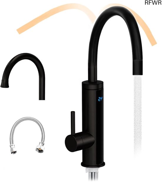 360° draaibare elektrische doorstroomboiler, waterkraan, direct warm