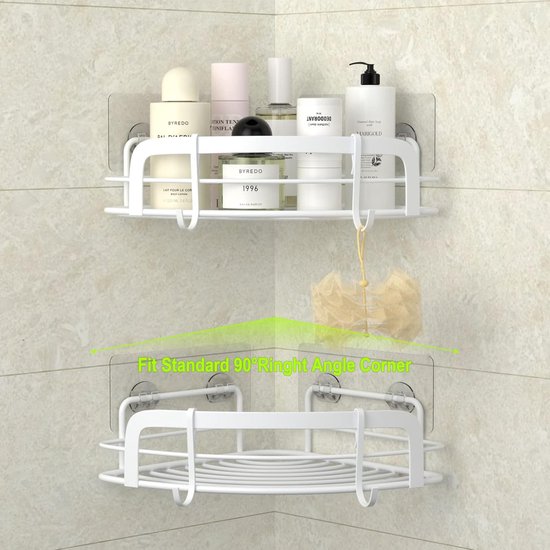 Hoekdouche Caddy 2-pack, geen boren douche organizer hoekplank voor