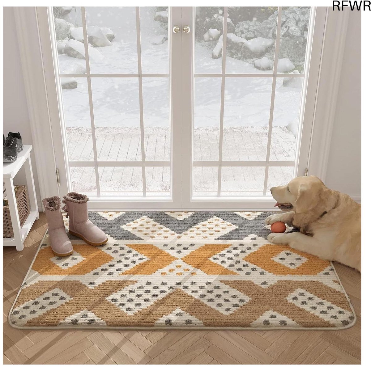 RFWR Antislip Deurmat 50 x 80 cm - Machinewasbaar en Zacht - Geschikt voor Binnen en Buiten Beige