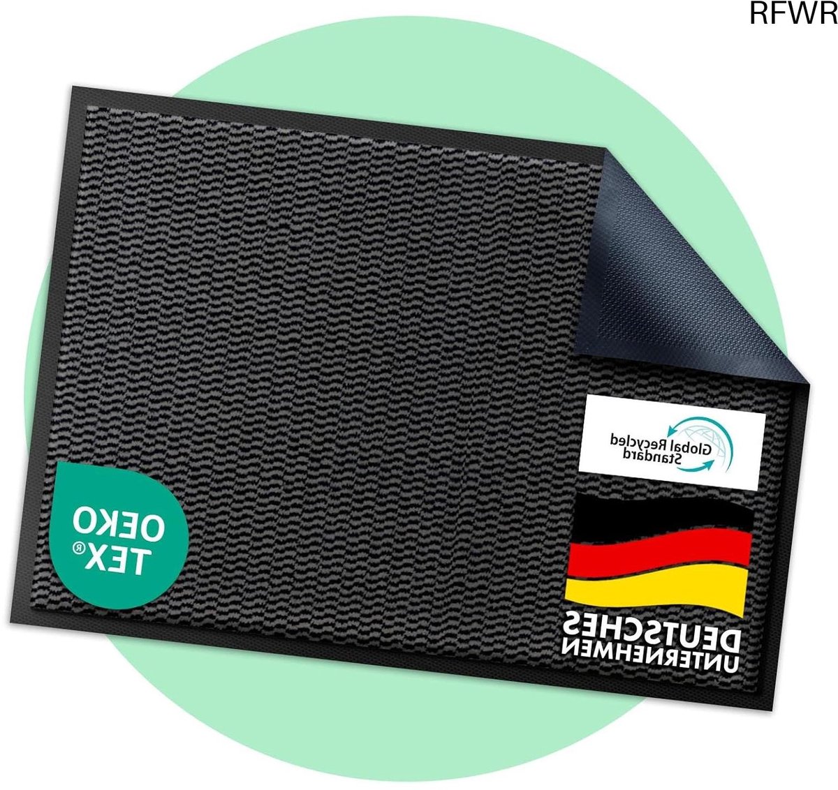 RFWR Premium deurmat voor entree - Antislip, Wasbaar, Vuilvangmat 40 x 60 cm Antraciet