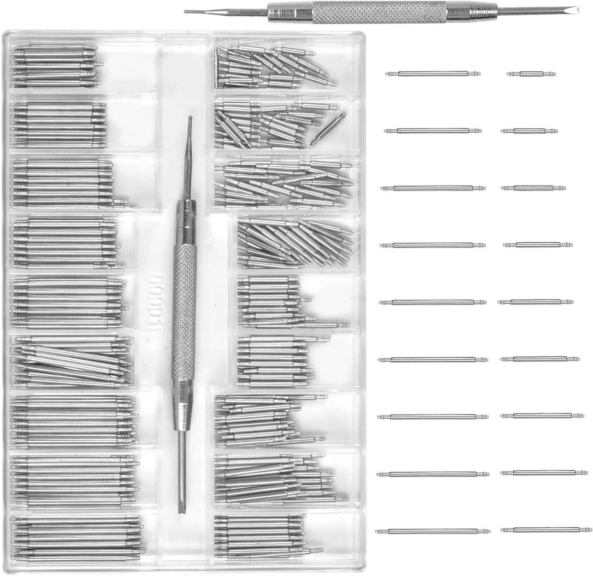 Allecto Premium - Reparatiegereedschap voor het verwijderen van horlogebanden inclusief 360 stuks - Horlogebandspelden en veerpennen - Horlogebandjes set met diverse accessoires.