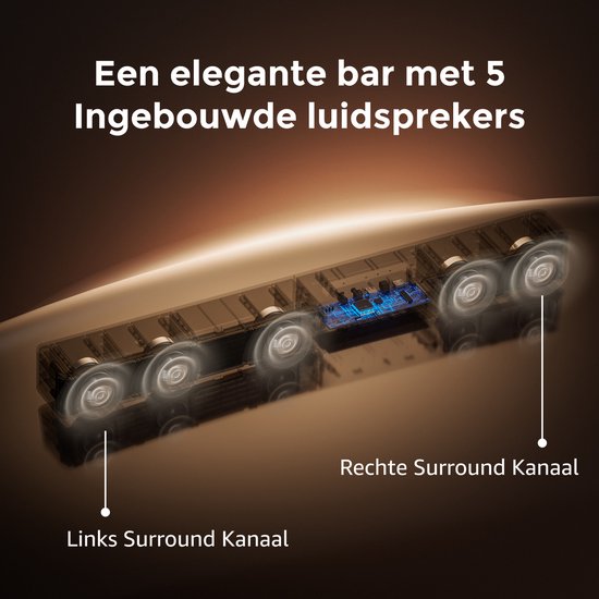 ULTIMEA 5.1 Dolby Atmos Soundbar - 340W Surround Set met 5.25″ Draadloze Subwoofer en App-bediening voor Home Cinema - Soundbar voor TV - Zwart van Ultimea — afbeelding 3