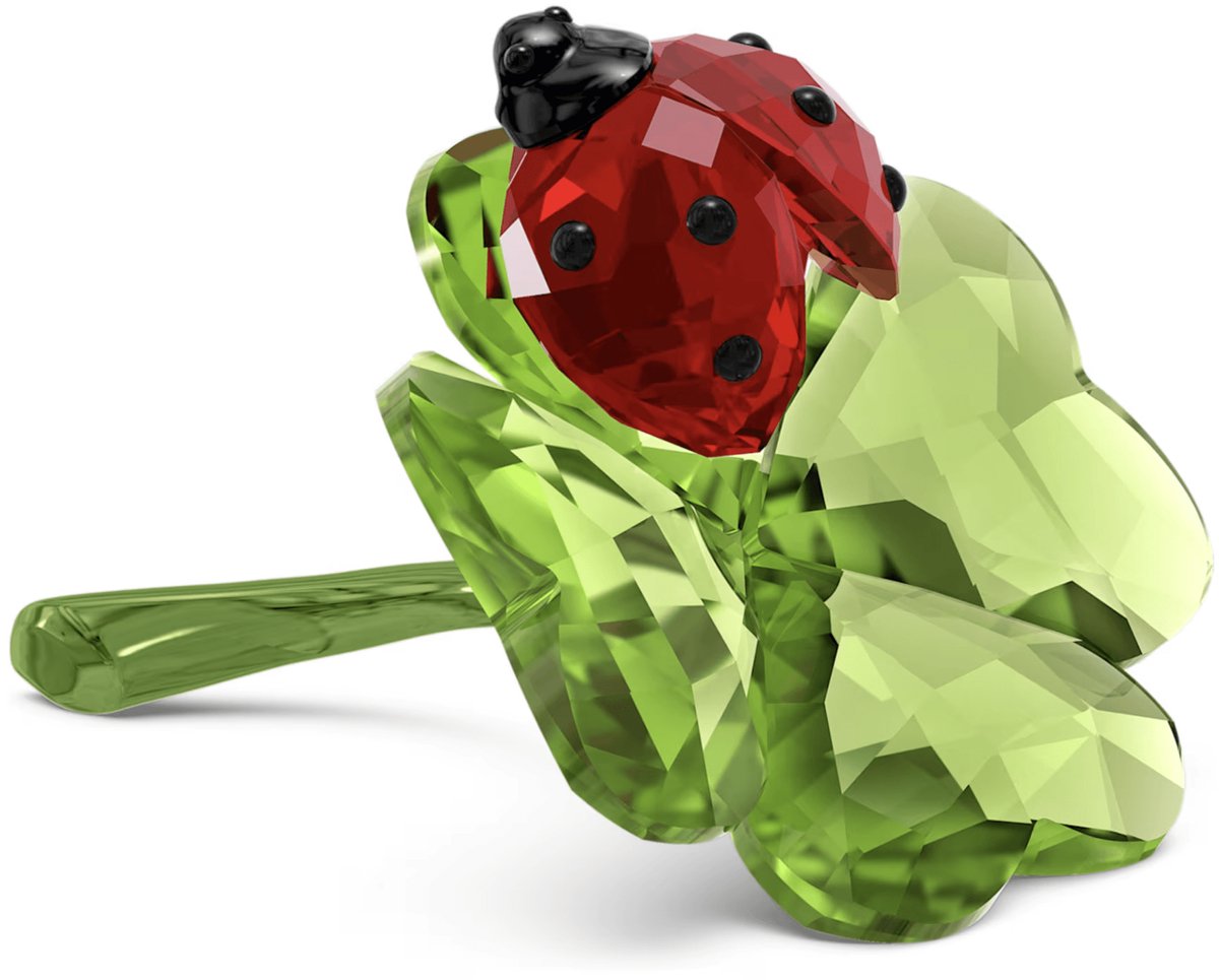 Swarovski beeldje Lieveheersbeestje en klavertje vier 5666852 | decoratief kristallen beeldje, Idyllia stijl, meerkleurig groen