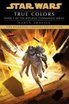 Star Wars: True Colors, een boek uit de Republic Commando serie. Een soldaat met helm draagt een ander personage door een explosie.