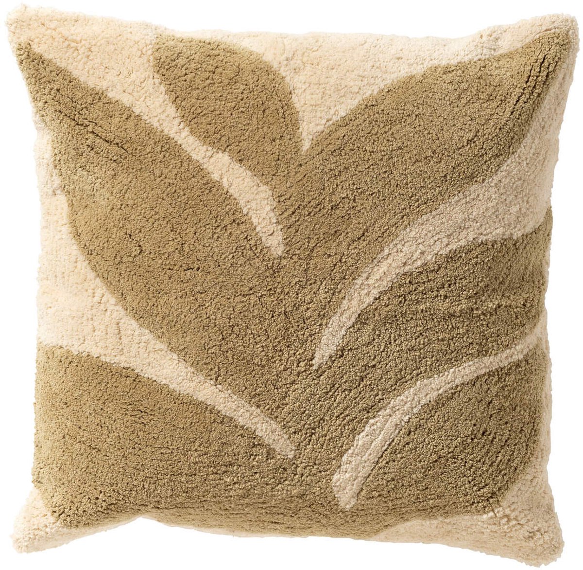 Dutch Decor JUNA - kussenhoes 45x45 cm - bladmotief - Sponge - groen - met rits - zonder binnenkussen Lichtgroen