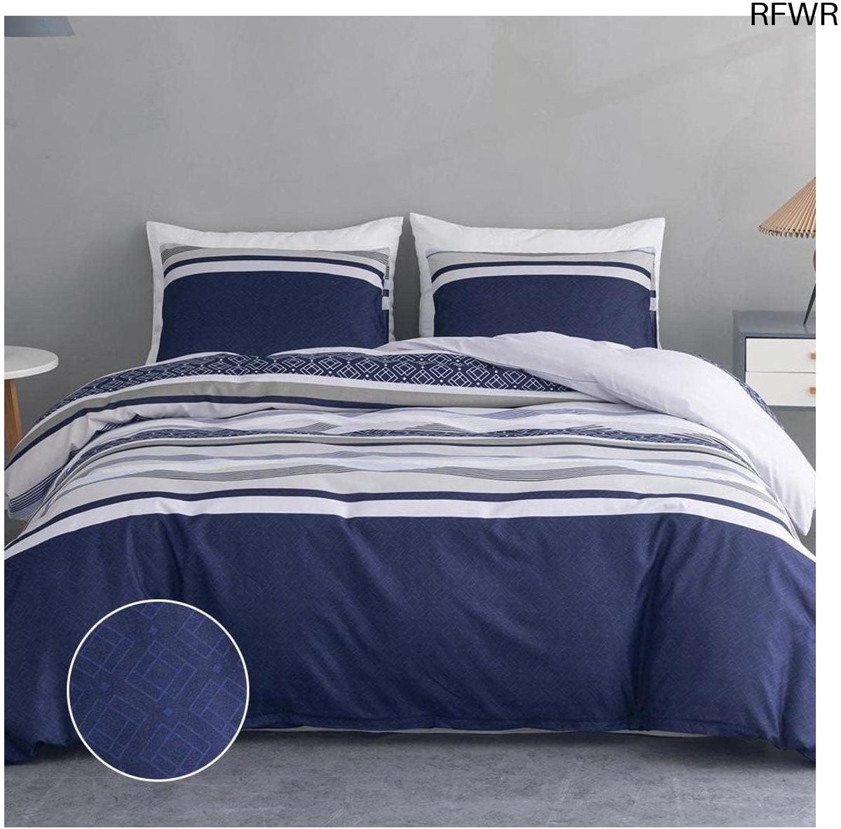 RFWR Dekbedovertrek Set voor Tweepersoonsbed 240x220 cm - Bohemian Patroon, 3-Delig, Microvezel, Inclusief 2 Kussenslopen Blauw