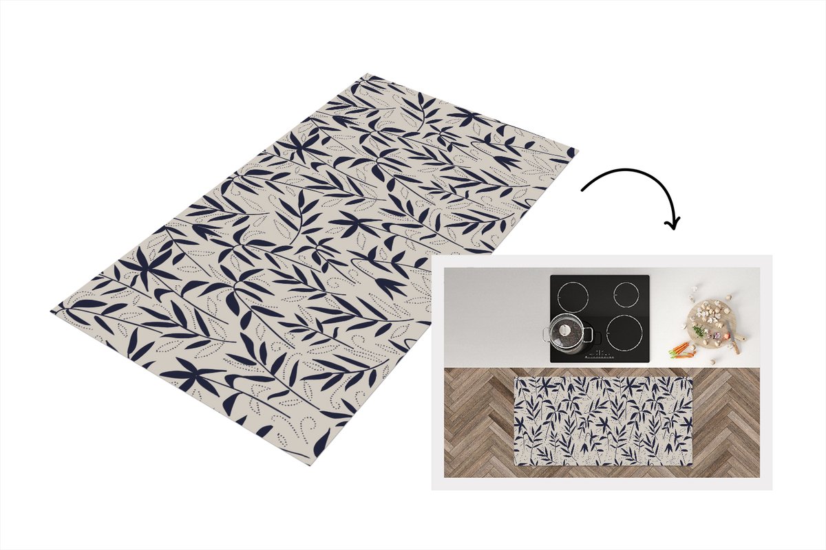 KitchenYeah Keukenloper 120x60 cm - Keukenmat vinyl Planten - Japan - Patronen - Keukenmatten loper - Keuken vloerkleed tapijt