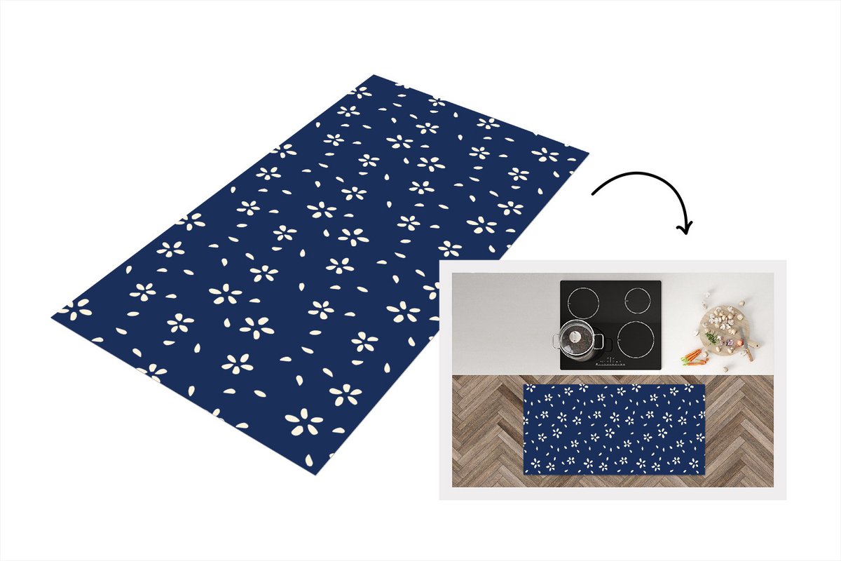 KitchenYeah Keukenloper 120x60 cm - Keukenmat vinyl Bloesem - Patroon - Lente - Japan - Keukenmatten loper - Keuken vloerkleed tapijt