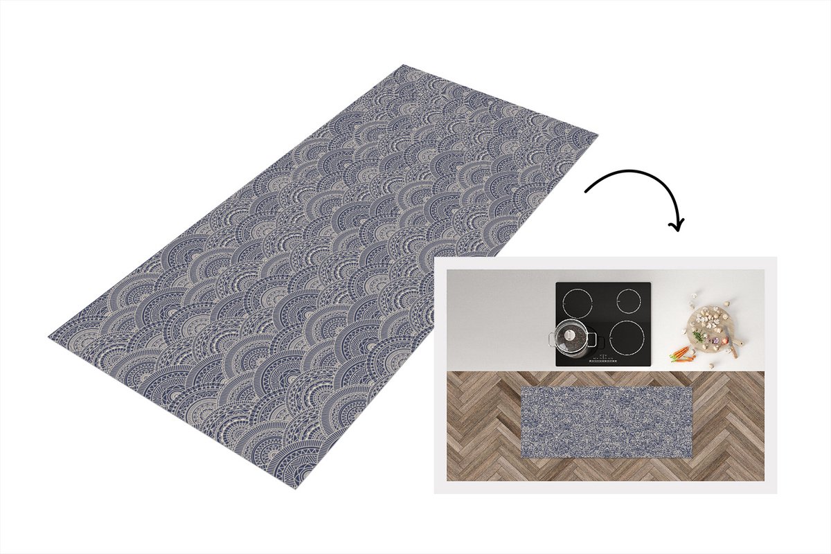 KitchenYeah Keukenloper 120x50 cm - Keukenmat vinyl Mandala - Patronen - Vintage - Abstract - Japans - Keukenmatten loper - Keuken vloerkleed tapijt