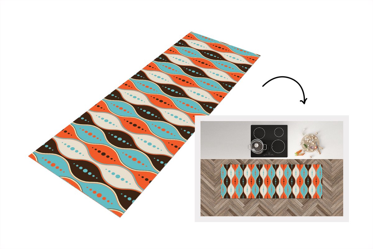 KitchenYeah Keukenloper - Keukenmat vinyl Retro - Cirkel - Design - Keukenmatten loper - Keuken vloerkleed tapijt, foto 7