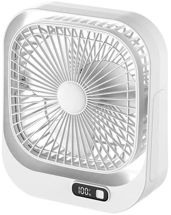 Mini USB Tafelventilator Draagbaar Stil 3 Snelheden 360° Verstelbaar LED Display Borstelloze Motor Zwart