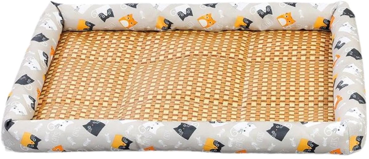 Koelmat-Koelmat hond-Koeling mat voor huisdieren -90*70 cm- Verkoelende mat voor katten en honden-Rotan matstof
