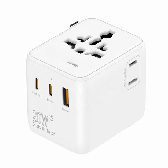 LumiWay Wereldstekker - Universeel Reisstekker - Reis Adapter - Stekker met USB-C & USB-A - Amerika (USA), Zuid Amerika, Engeland (UK), Australië, Azië, Afrika, Europa, Italië, Thailand