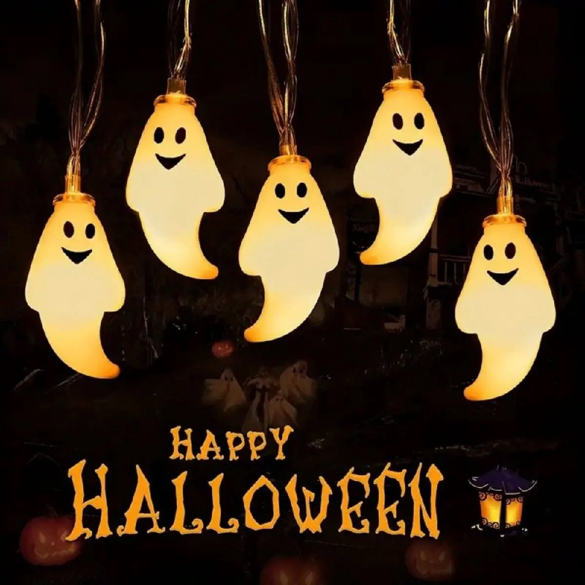 Halloween Versiering Spookje Lichtsnoer 6 Meter - Warm Witte Lampjes / Verlichting - Op Batterijen