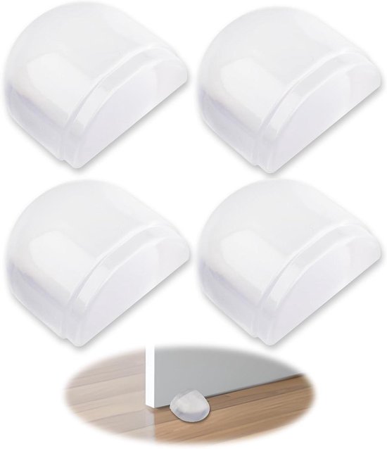 4 Stuks Houten Deurstopper – Beukenhout, Antislip, Hellend Ontwerp, Geschikt Voor Woonkamer, Badkamer En Meer