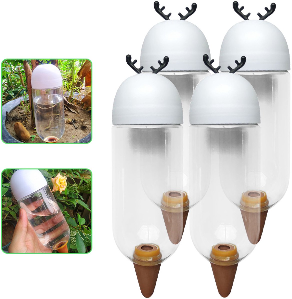 Waterdruppelaar - Watergeefsysteem geschikt Binnen en Buiten - Bewateringssysteem met Instelbare Druppelsnelheid - Irrigatiesysteem - Waterbol - Wit - 4 Stucks