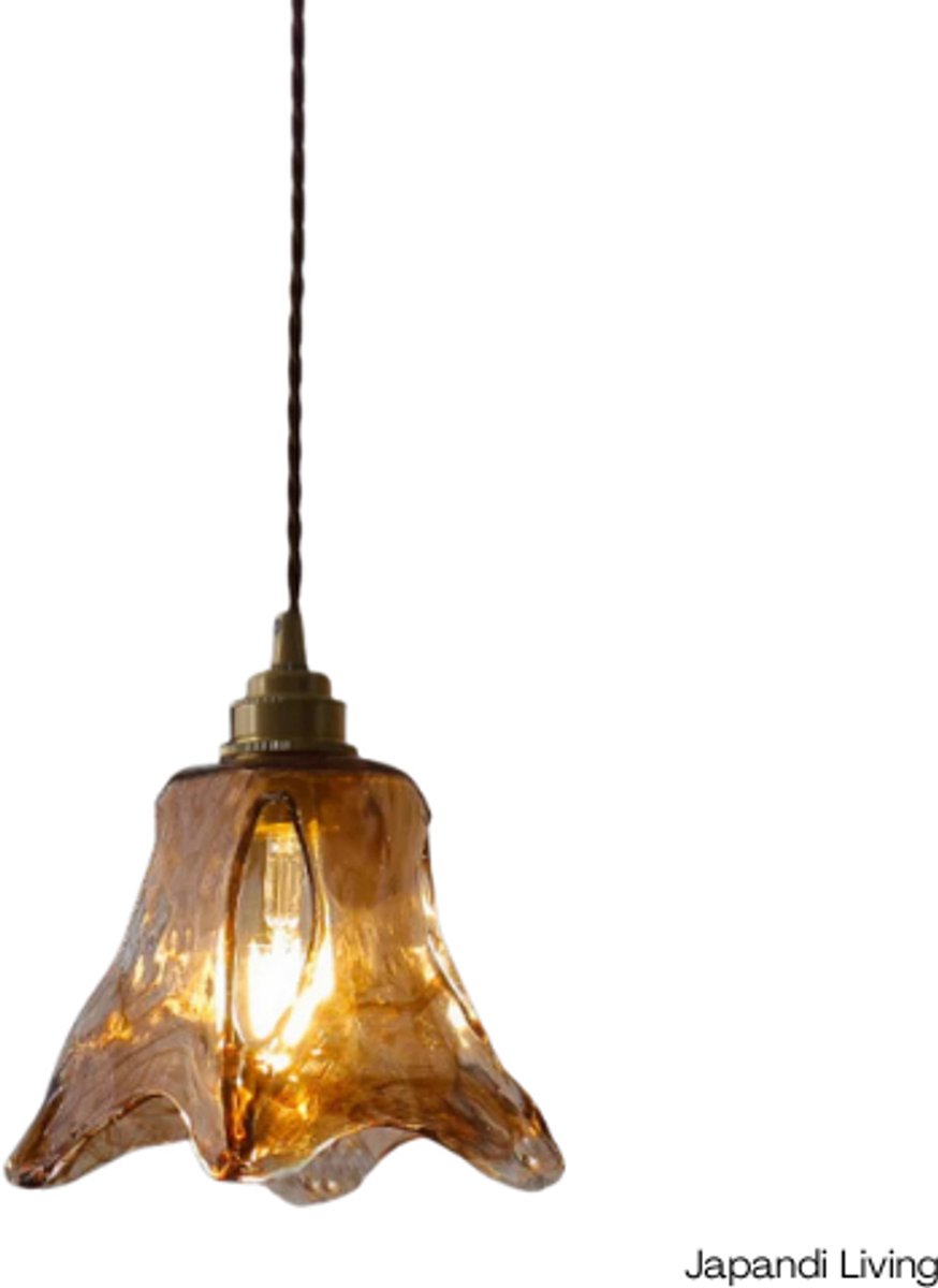 Japandi living hanglamp - hanglampen - woonkamer - eetkamer - slaapkamer - Glas - Minimalistisch - Vintage - 14x21,5cm