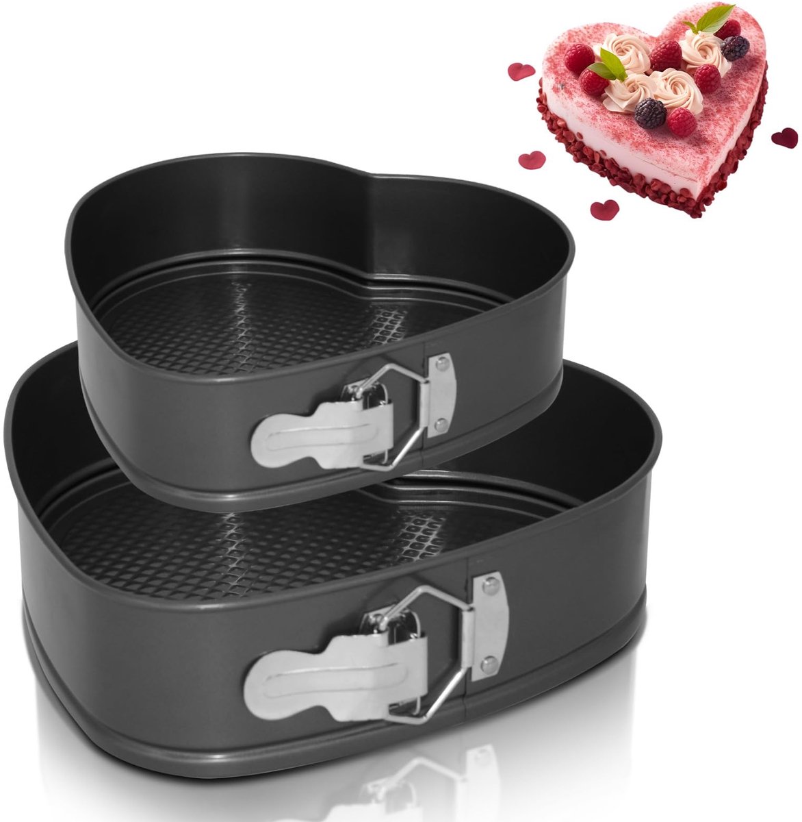 Ibenzoa® Uitgebreide Set van 2 Hartvormige Springvormen met Antiaanbaklaag voor Perfecte Taarten