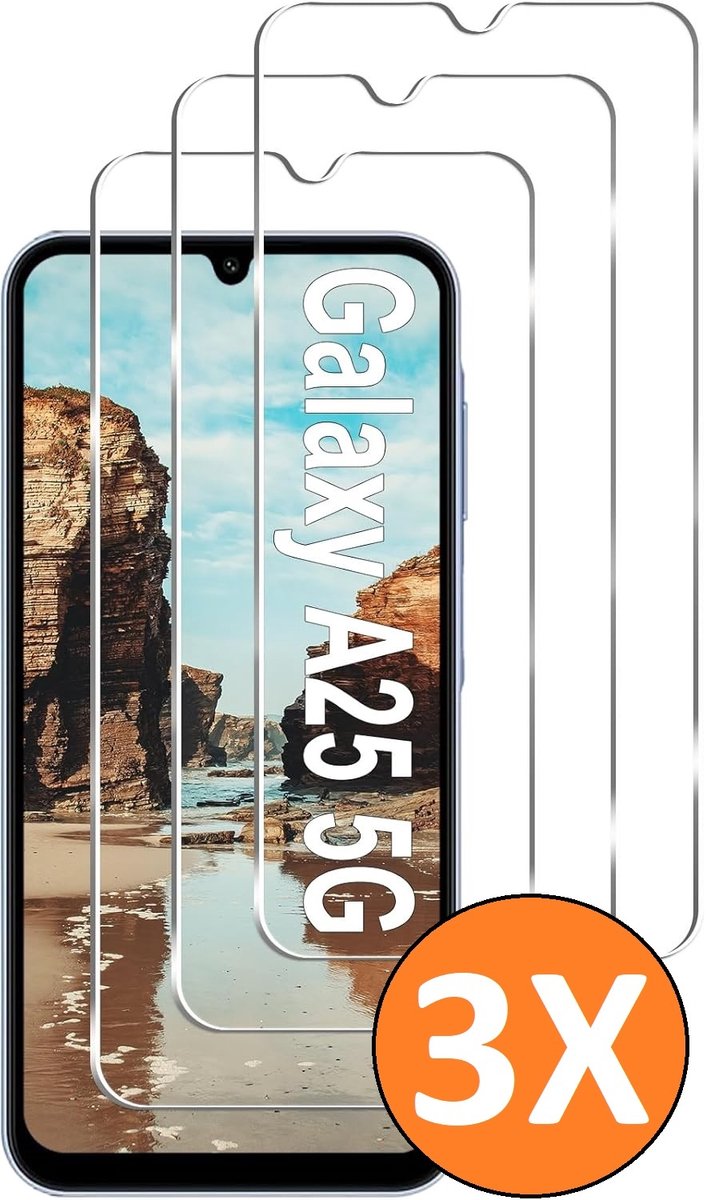 Screenprotector geschikt voor Samsung A25 5G / A24 - gehard glas Tempered Glass - 3 Stuks