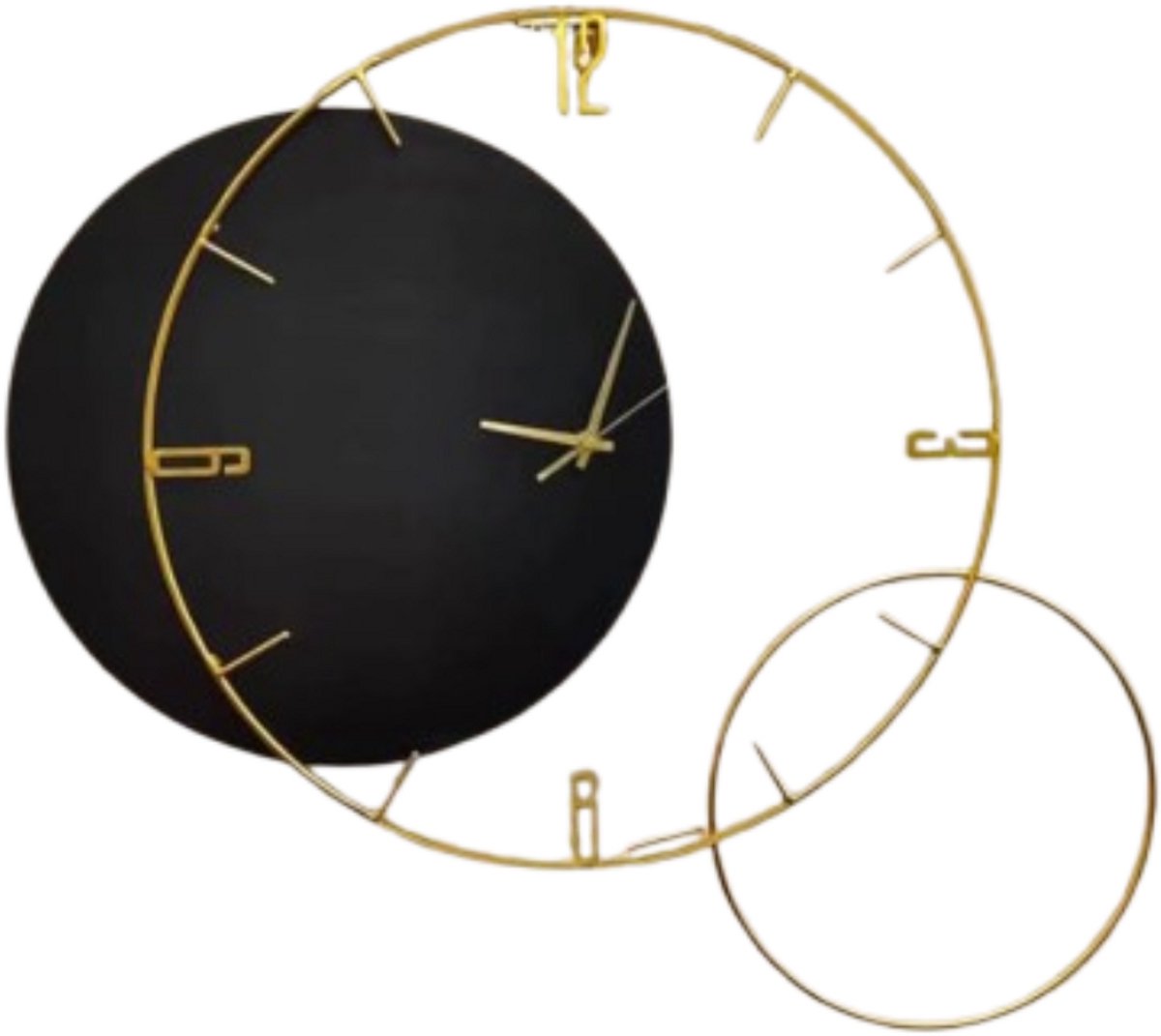 Klok - Wandklok Modern - Klokken - Industrieel - Goud-zwart
