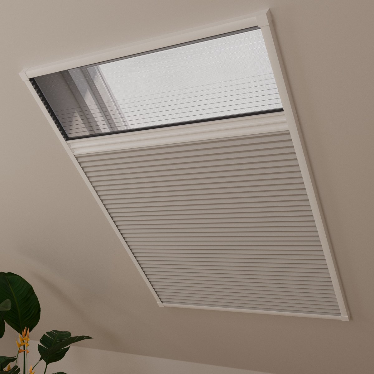 Dakraam hor plissegordijn Multi - Verduisterend - Grey - 80 x 120 – foto 2