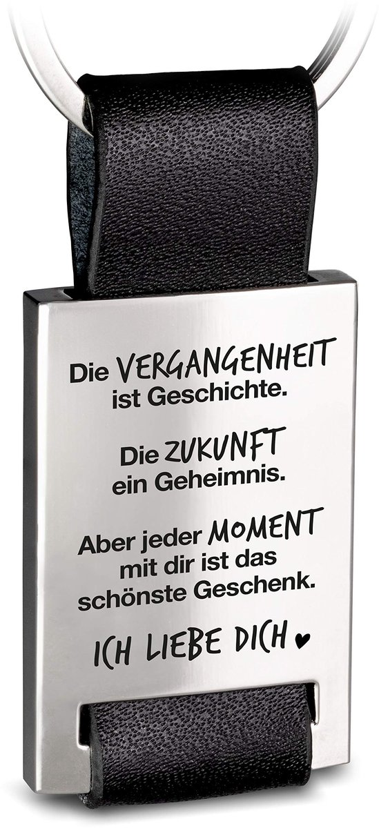 FABACH Liefdessleutelhanger met gravure van leer - Ik hou van je sleutelhanger voor partner - Vriendin Cadeau Liefdesvriend - Elk moment met jou is het mooiste cadeau