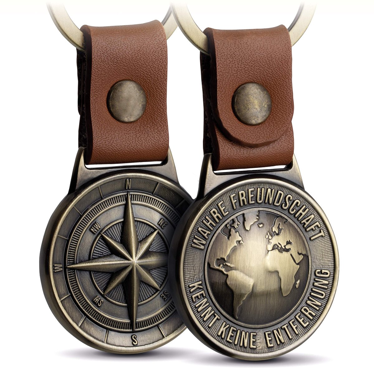FABACH Vriendschapssleutelhanger Noordster - Beste Vrienden Sleutelhanger van leer en metaal - Beste Vriend Cadeau Beste Vriend Verjaardag - Beste Vriend Geluksbrenger Hanger