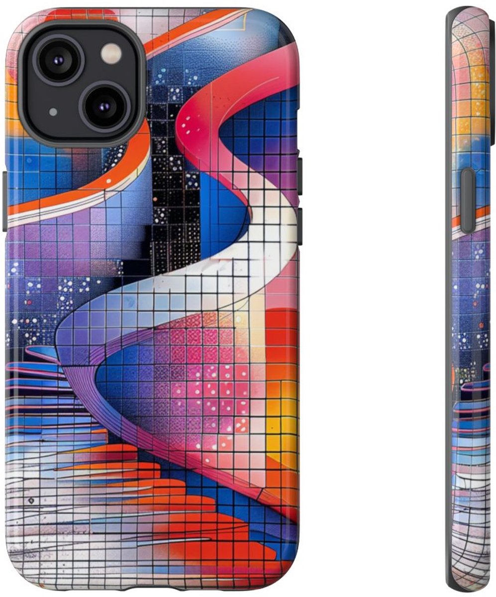 Kleurrijk Abstract Geometrisch Ontwerp – Telefoonhoesje Geschikt voor iPhone 14 Plus