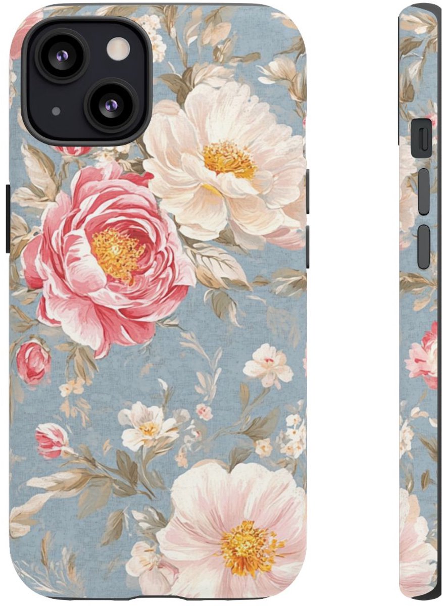 Romantisch Roze-Wit Bloemenpatroon – Telefoonhoesje Geschikt voor iPhone 13
