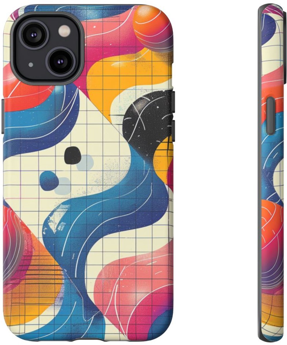 Kleurrijk Abstract Geometrisch Ontwerp – Telefoonhoesje Geschikt voor iPhone 14 Plus