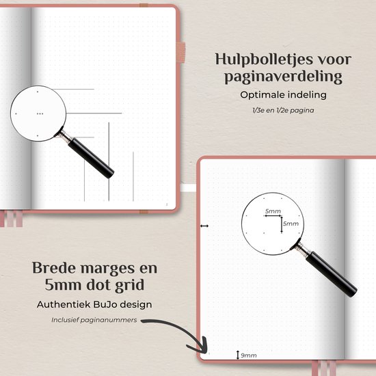 Systemyze Bullet Journal – Notitieboek A5 – Journal Notebook – Hardcover Vegan Leer – Roze