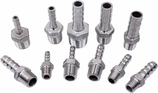 Slangschors Roestvrij Staal SS304 Mannelijke schroefdraad koppelingsaansluiting BSP - 1/8-1/2 1/4 x 10mm - ZILVER - voor verschillende buizen - nodig . van Parker — afbeelding 4