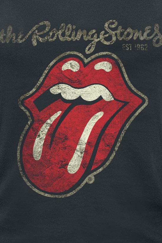 Rolling Stones, The Plastered Tongue Top noir L en Katoen pour femme - Produits dérivés de groupes, Groupes