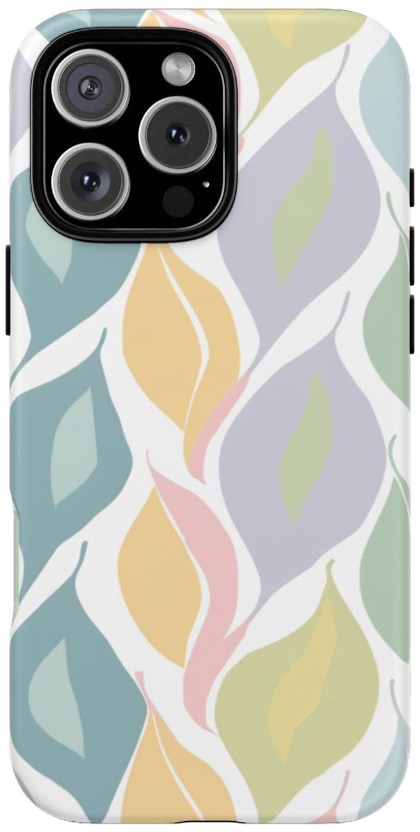 Pastel Bladerenpatroon – Telefoonhoesje Geschikt voor iPhone 16 Pro Max