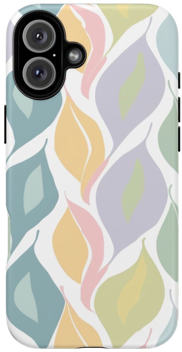 Pastel Bladerenpatroon – Telefoonhoesje Geschikt voor iPhone 16 Plus