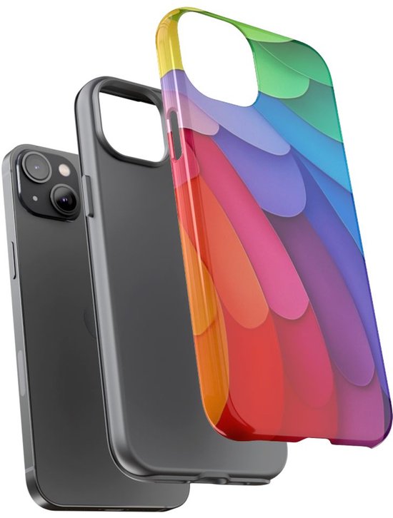 Kleurrijk Gelaagd Regenboogpatroon – Telefoonhoesje Geschikt voor iPhone 14 Plus