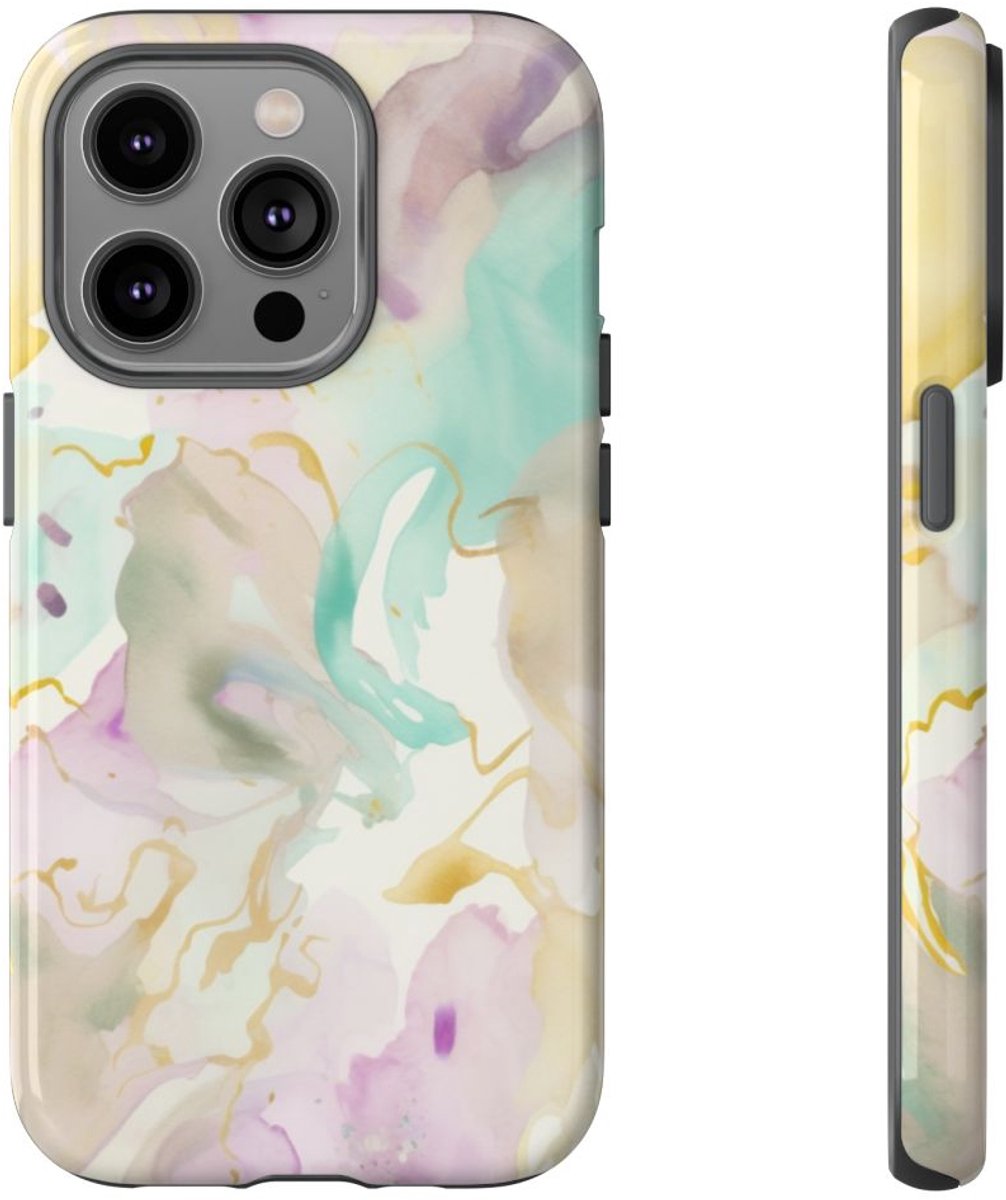 Zachte Waterverf Abstract Fluid Design – Telefoonhoesje Geschikt voor iPhone 14 Pro