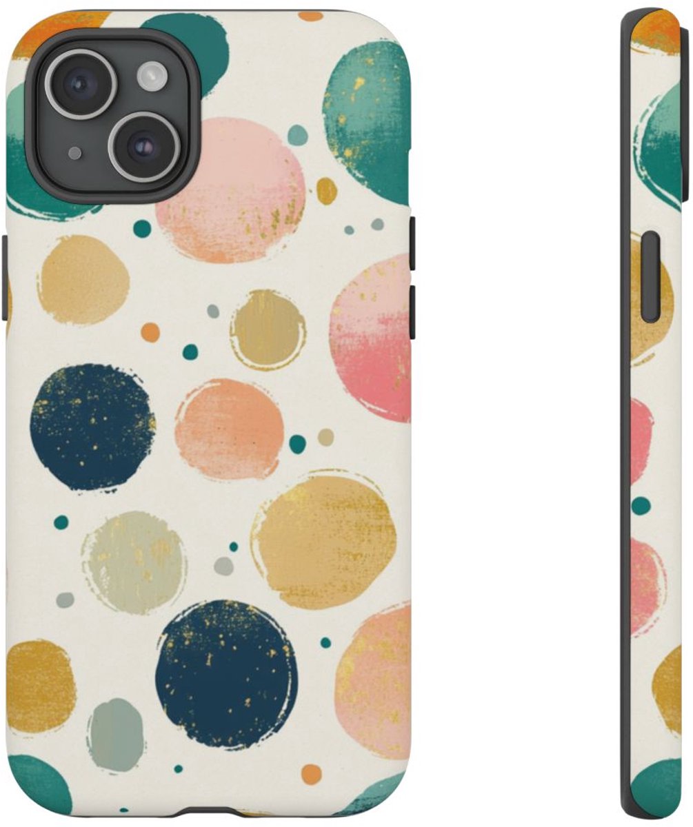 Vrolijk Abstract Stippenpatroon – Telefoonhoesje Geschikt voor iPhone 15 Plus