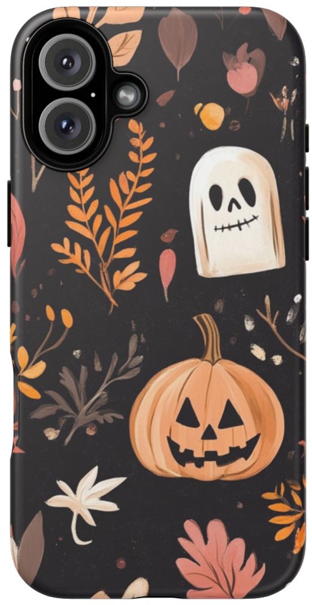 Halloween Pompoen- en Spookmotief – Telefoonhoesje Geschikt voor iPhone 16 Plus