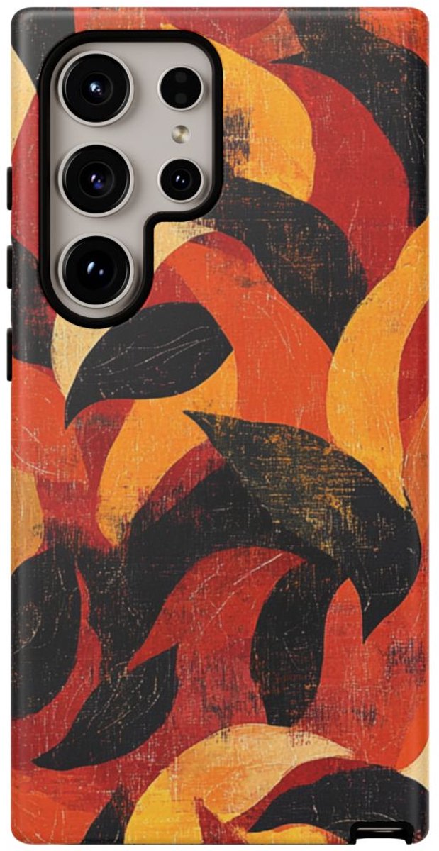 Abstract Herfstbladeren Patroon – Telefoonhoesje Geschikt voor Samsung Galaxy S24 Ultra