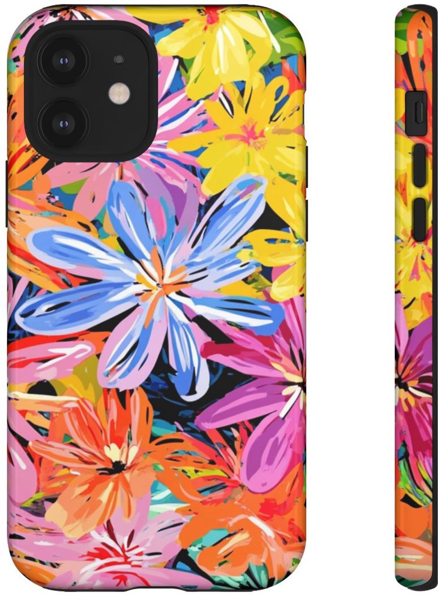 Kleurrijk Abstract Bloemenpatroon – Telefoonhoesje Geschikt voor iPhone 12
