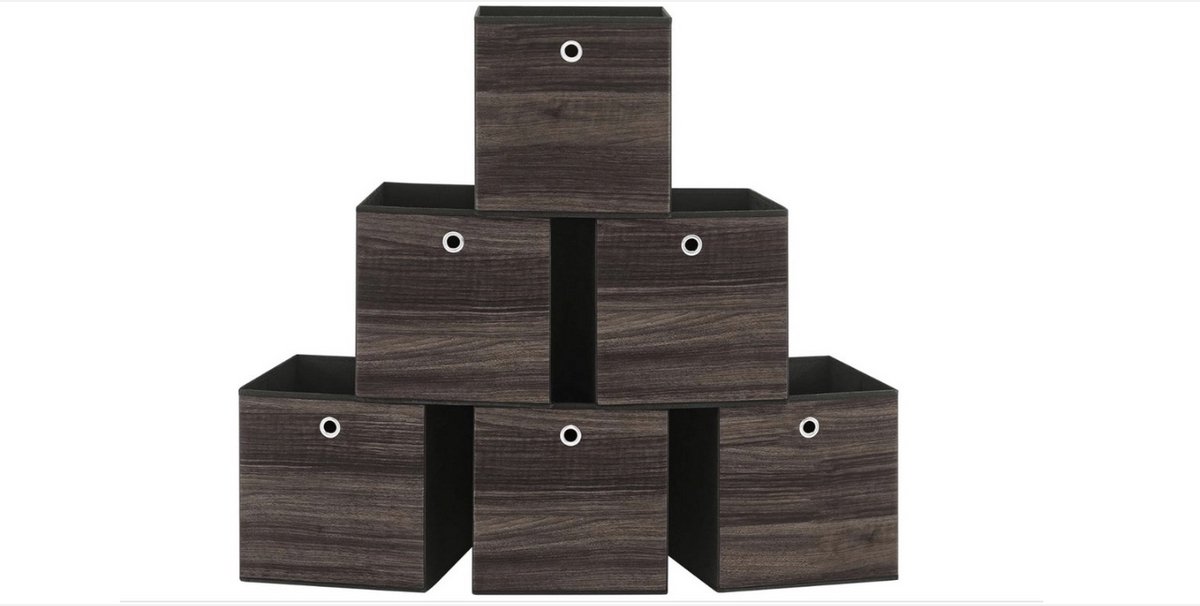 WNHB® Set van 6 Opbergdozen - Opvouwbare Stoffen Opbergboxen met Handvat - 30x30x30 cm - Geschikt voor Kubus Kast - Kastanjebruin