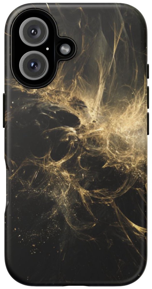 Abstracte Kosmische Goud-Zwarte Wervelingen – Telefoonhoesje Geschikt voor iPhone 16