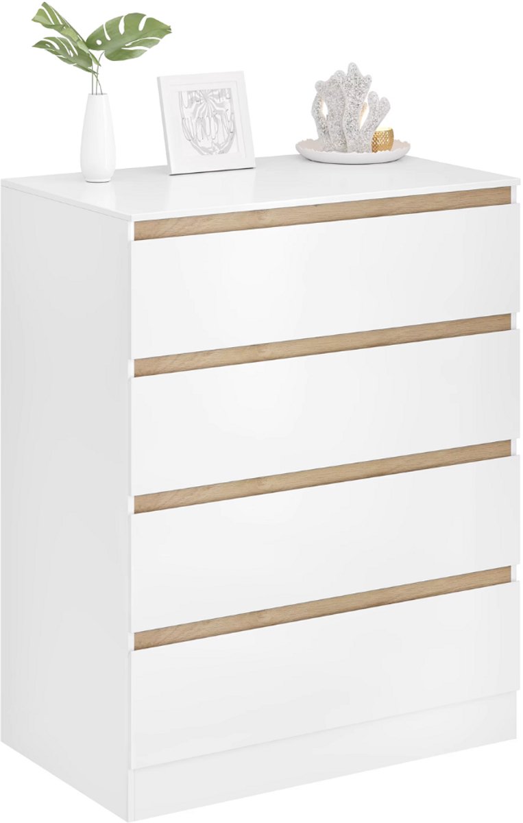 1 Set Wit Veranderende Tafel - Voor Kinderkamer - Aankleedkussen en Dresser met 4 Laden - 80x75x109,2 cm Baby Opslag Unit