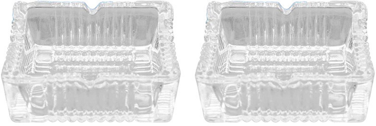 DID Asbak - 2x - vierkant - glas - 10 x 4 cm - binnen/buiten - asbakken