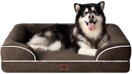 EHEYCIGA Orthopedisch Hondenbed Middelgrote Honden, Memory Foam Wasbaar en Waterdicht Hondenmand met 4 Randen, Hondenbank Hondenbank Antislip, Zwart, 89x56x16.5 cm
